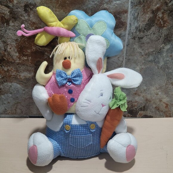 Blossoms & Blooms Seated Easter Bunny Rabbit Chick Butterfly Flower Carrot Plush - Picture 11 of 11